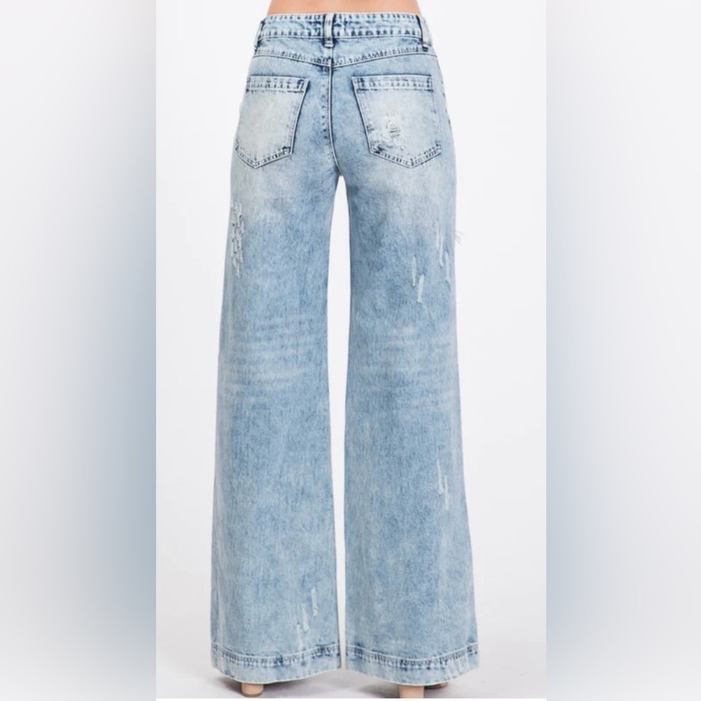 Distressed Wide-Leg Jeans | High Rise,‎ Acid-Wash | Street Style Uniq by Litz - Picture 10 of 10
